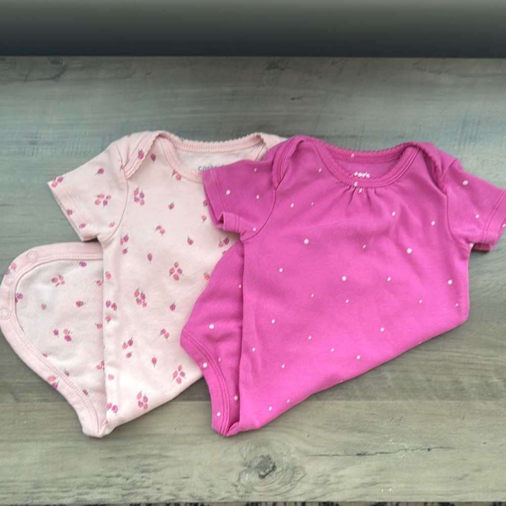 Pink and Light Pink Baby Onesies Set